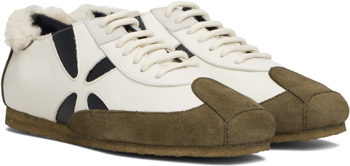 Stefan Cooke Off-White & Khaki Slashed Trainer Sneakers
