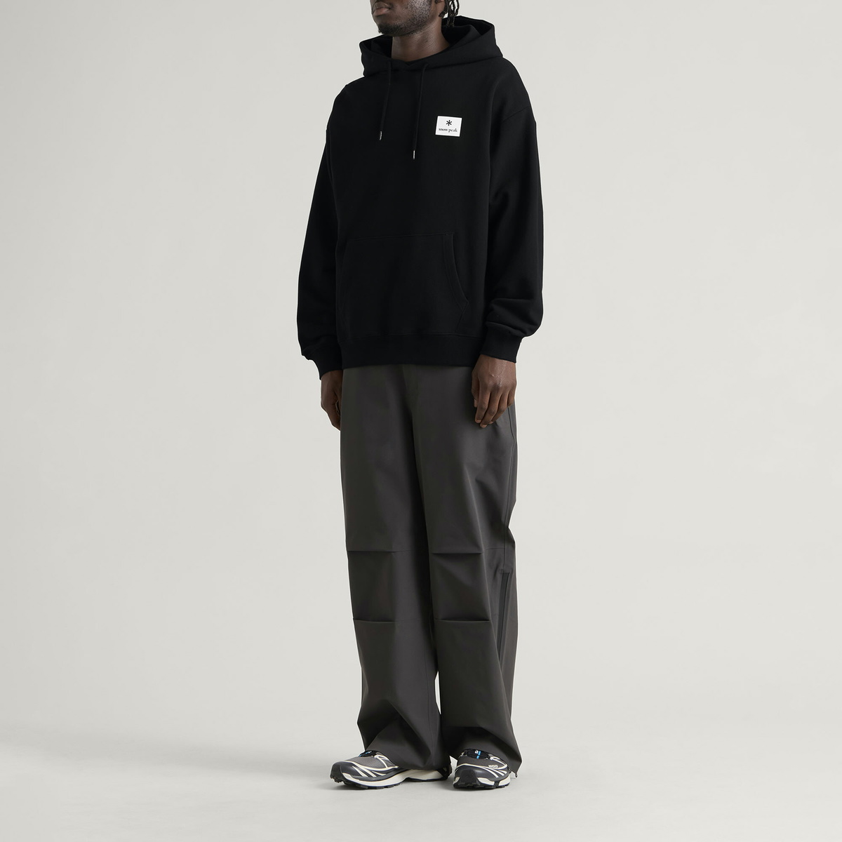 Snow Peak Men's New Standard Square Logo Hoodie in Black