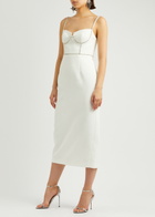 Self-portrait Crystal-embellished bow Midi Dress White