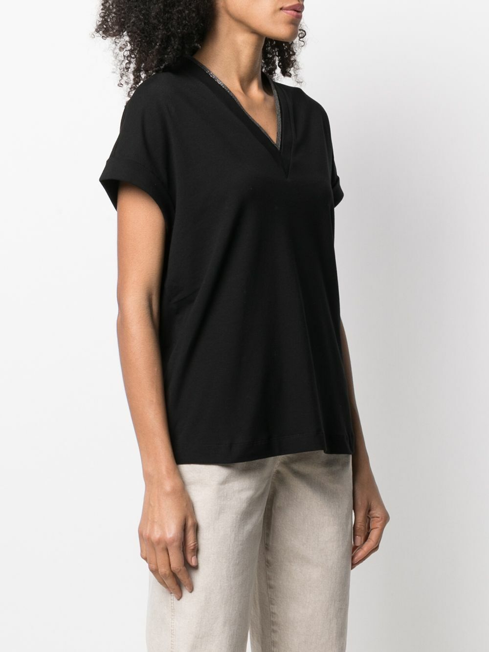 BRUNELLO CUCINELLI - V-neck Cotton T-shirt Brunello Cucinelli