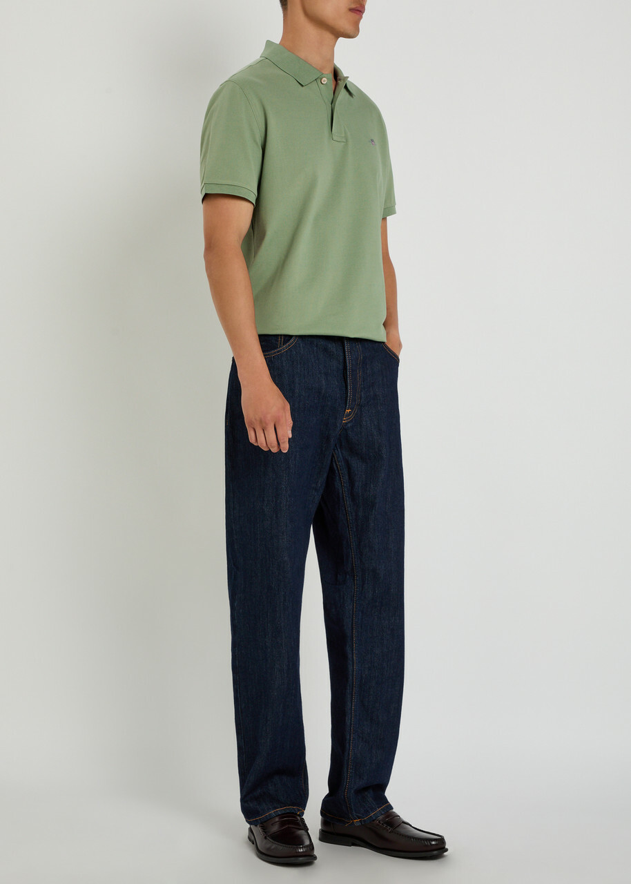 Gant Logo-embroidered Piqué Cotton Polo Shirt Light Green