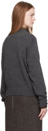 AURALEE Gray Light Cashmere Knit V-Neck Sweater