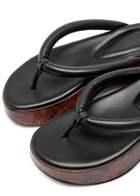 Gia Borghini Hazel Wood-effect Leather Flip Flops Black