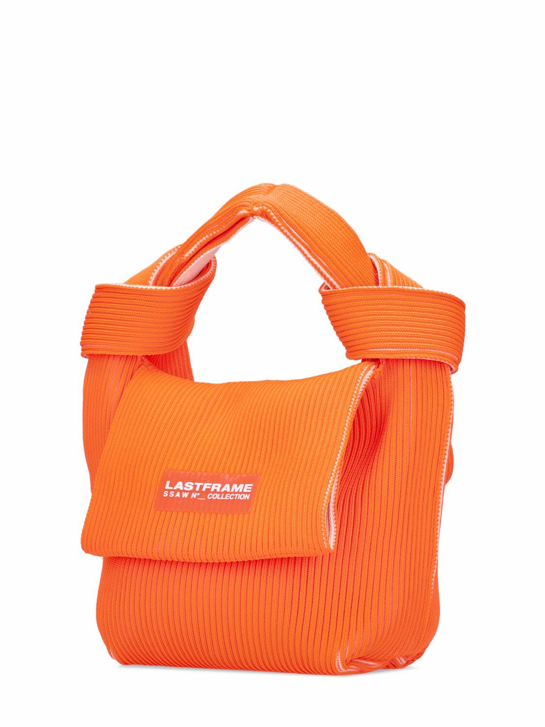 LASTFRAME Two-tone Rib Knit Obi Top Handle Bag