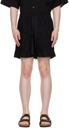 COMMAS Black Linen Shorts