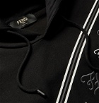 Fendi - Logo-Embroidered Fleece-Back Cotton-Jersey Hoodie - Black