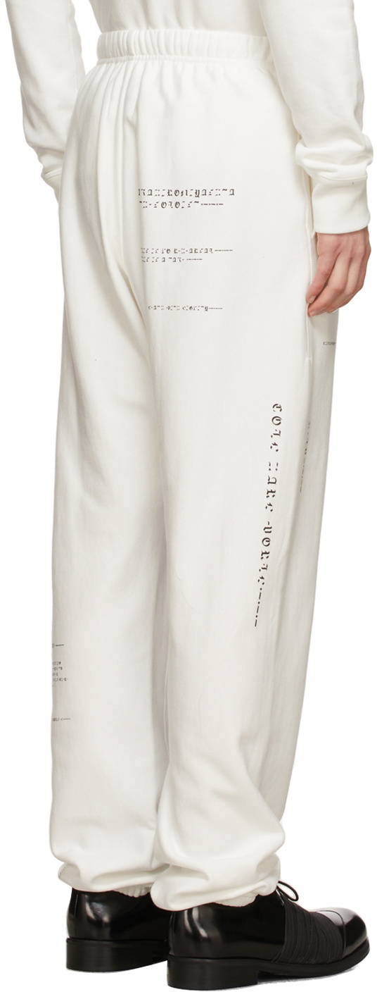 TAKAHIROMIYASHITA TheSoloist. White Geometric Morse Code Sweatpants