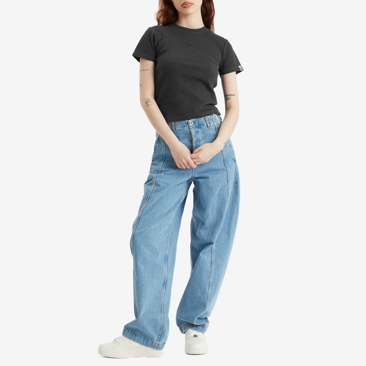 A Bathing Ape Women's Pigment Dyed Rib T-Shirt in Black