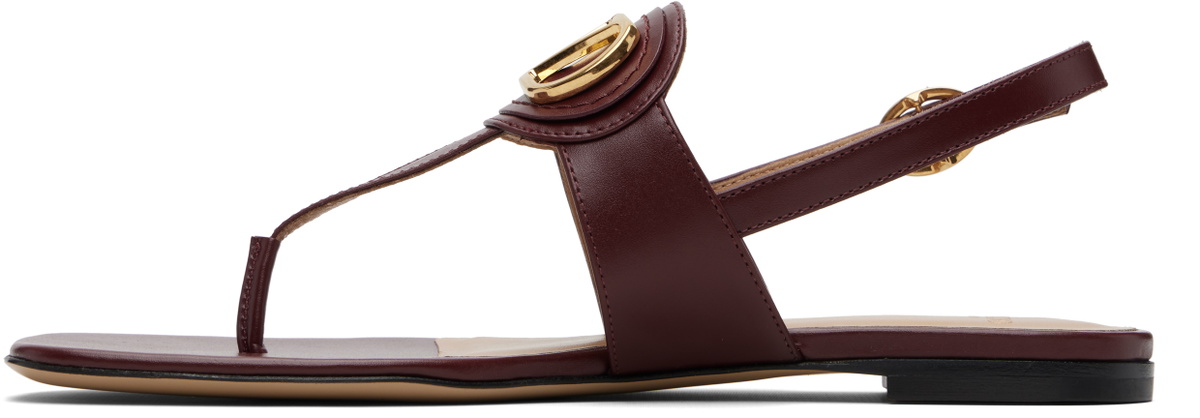 Valentino Garavani Burgundy VLogo Thong Sandals