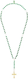 VEERT Gold & Green Rosary Necklace