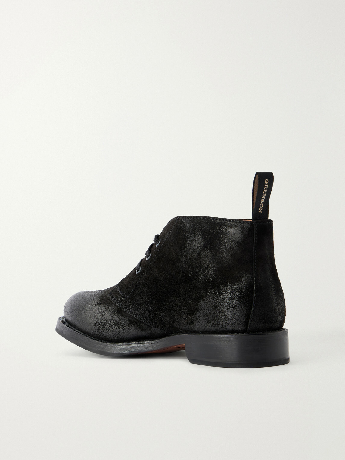 Grenson - Rory Burnished-Suede Lace-Up Boots - Black