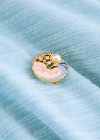 Casablanca Brooch-embellished Velour Polo Shirt Blue