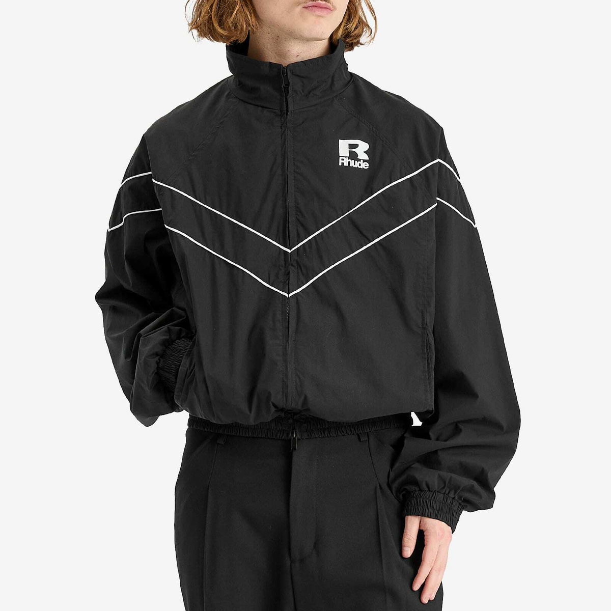 Rhude Men's Piping Raglan Track Jacket in Black Rhude