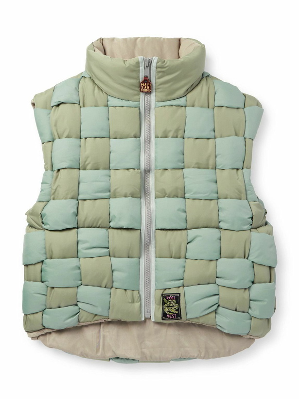 Photo: KAPITAL - Reversible Quilted Padded Shell Gilet - Green