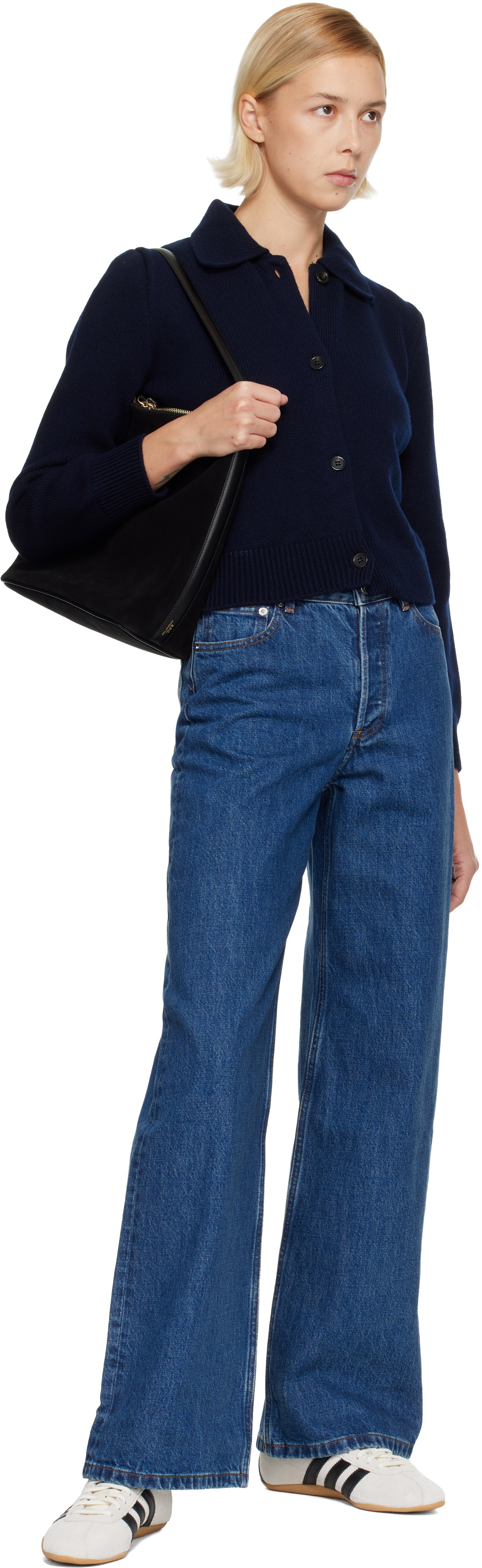 A.P.C. Navy Polo Shirt Collar Cardigan