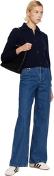 A.P.C. Navy Polo Shirt Collar Cardigan