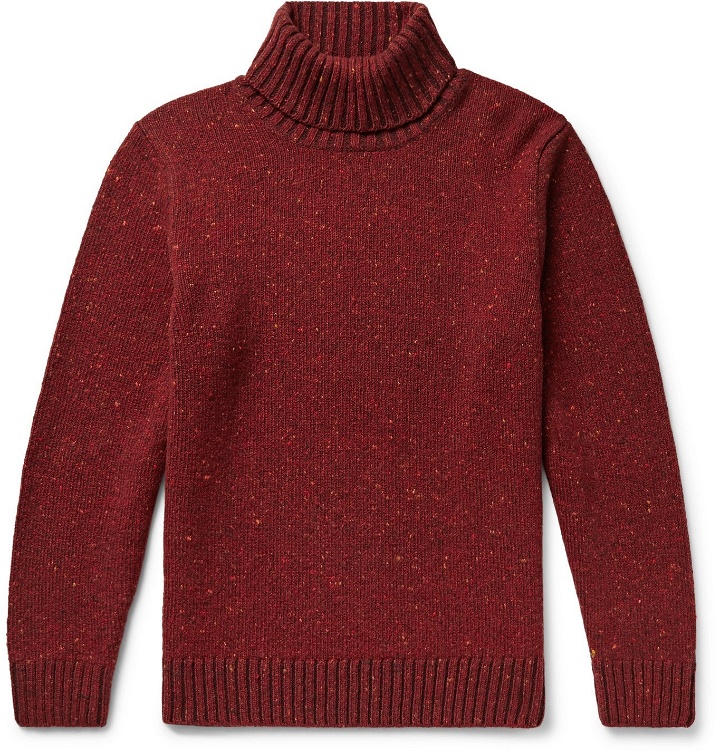 Photo: Inis Meáin - Donegal Merino Wool and Cashmere-Blend Rollneck Sweater - Red