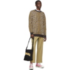 Wacko Maria Brown and Beige Leopard Jacquard Sweater