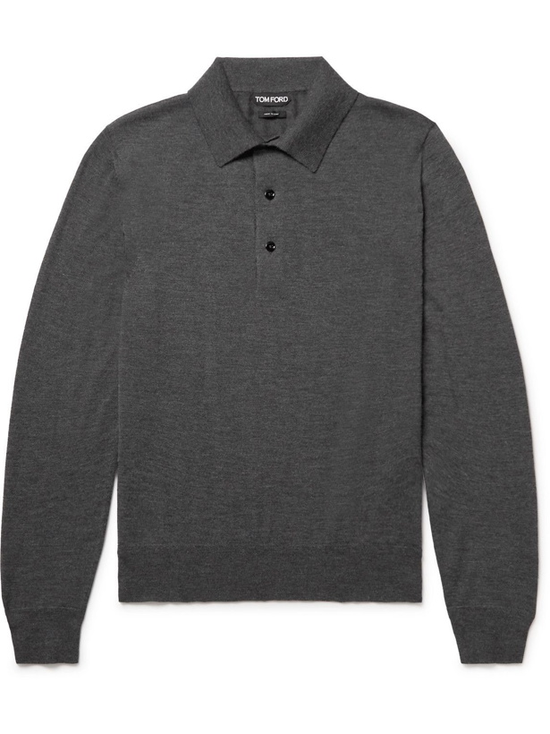 Photo: TOM FORD - Cashmere and Silk-Blend Polo Shirt - Gray
