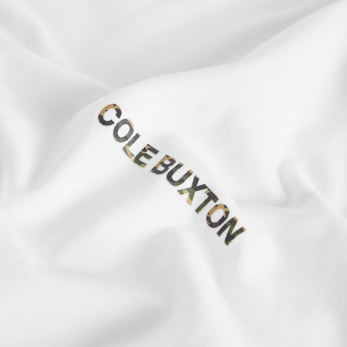 END. x Cole Buxton Camo Sportswear T-Shirt in Vintage White
