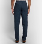 Lardini - Miami Slim-Fit Pleated Mélange Linen Drawstring Trousers - Blue