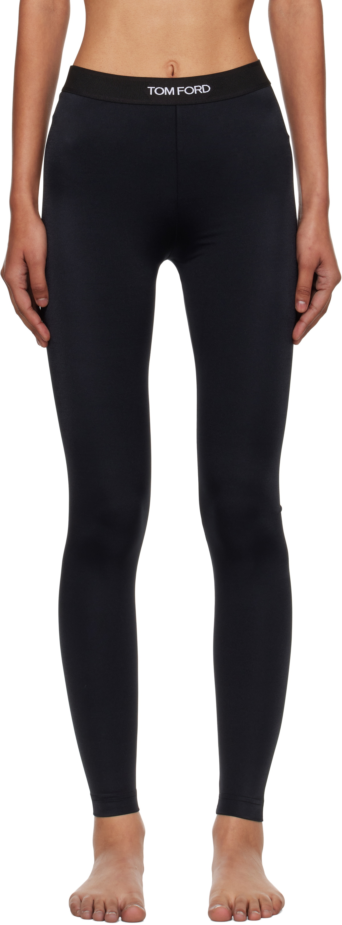 TOM FORD Black Lustrous Jersey Signature Leggings