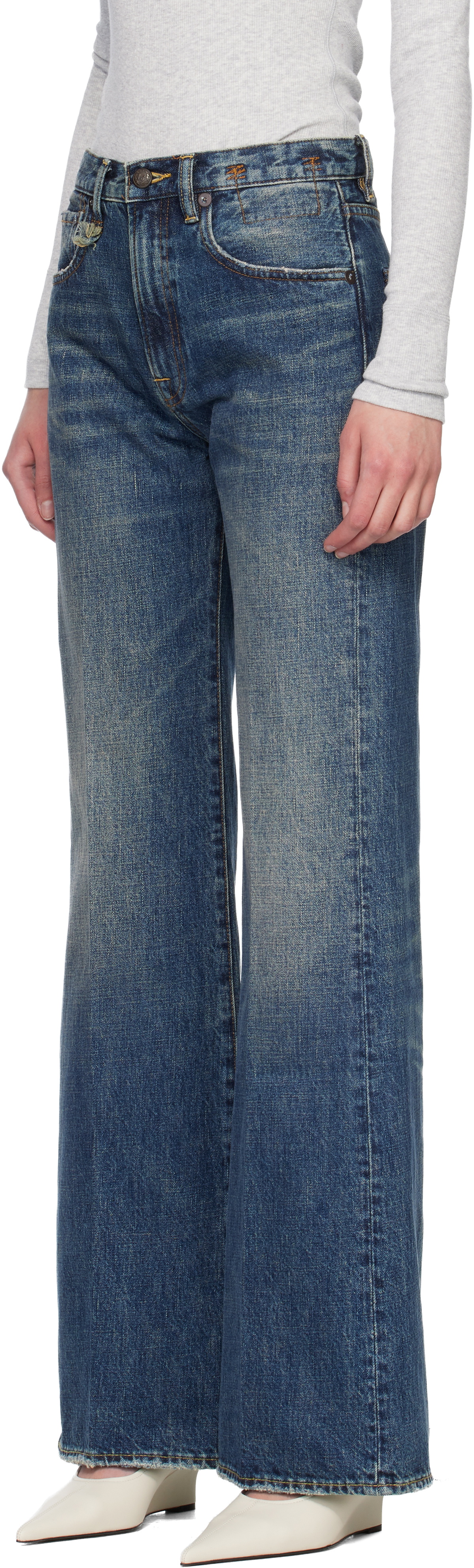 R13 Blue Flared High-Rise Jeans