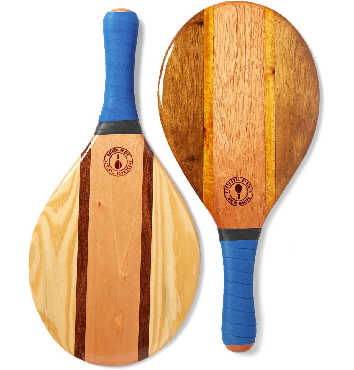 Frescobol Carioca - Trancoso Wooden Beach Bat and Ball Set - Blue ...