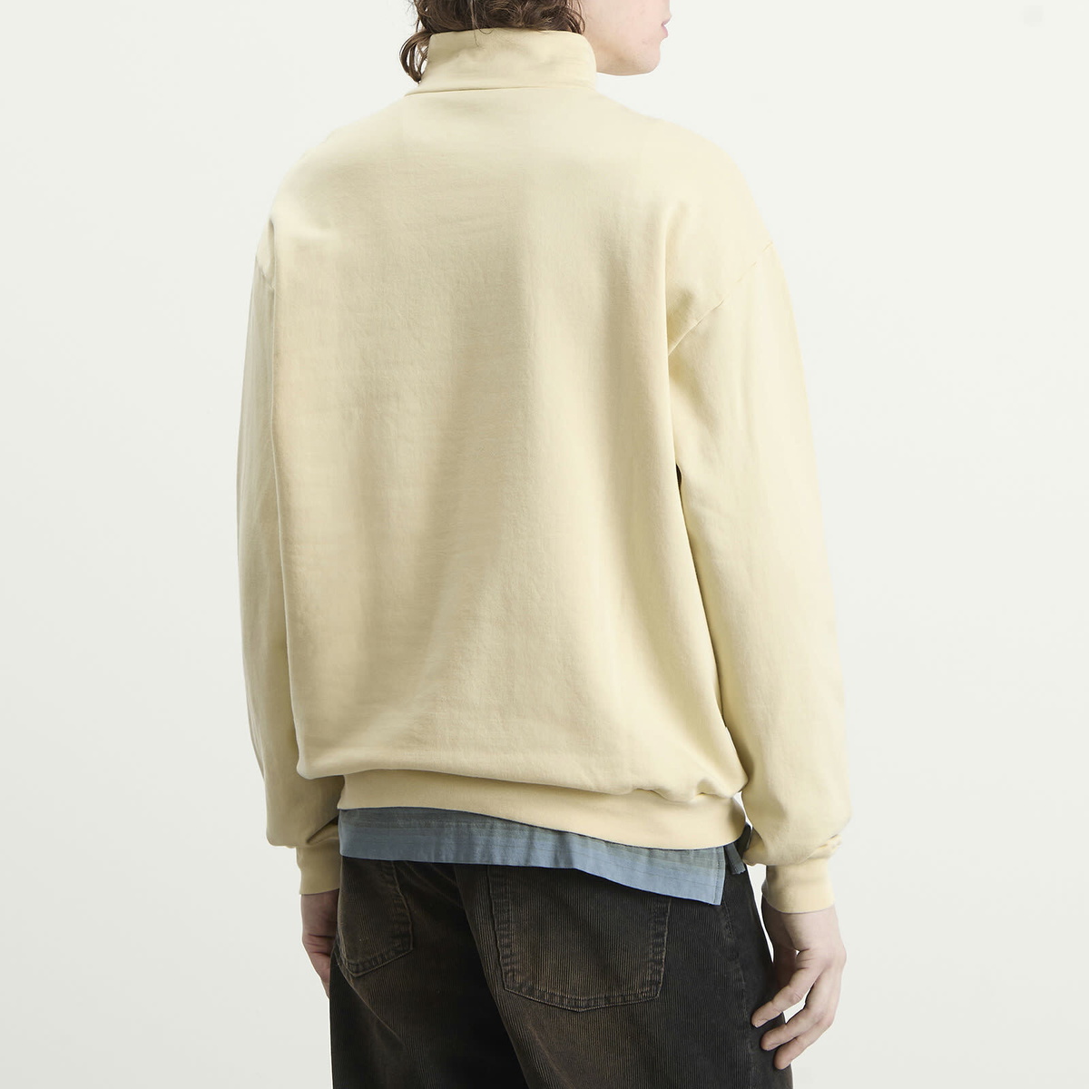Auralee Men's High Gauge Sweat Half Zip Jumper in Ivory Beige
