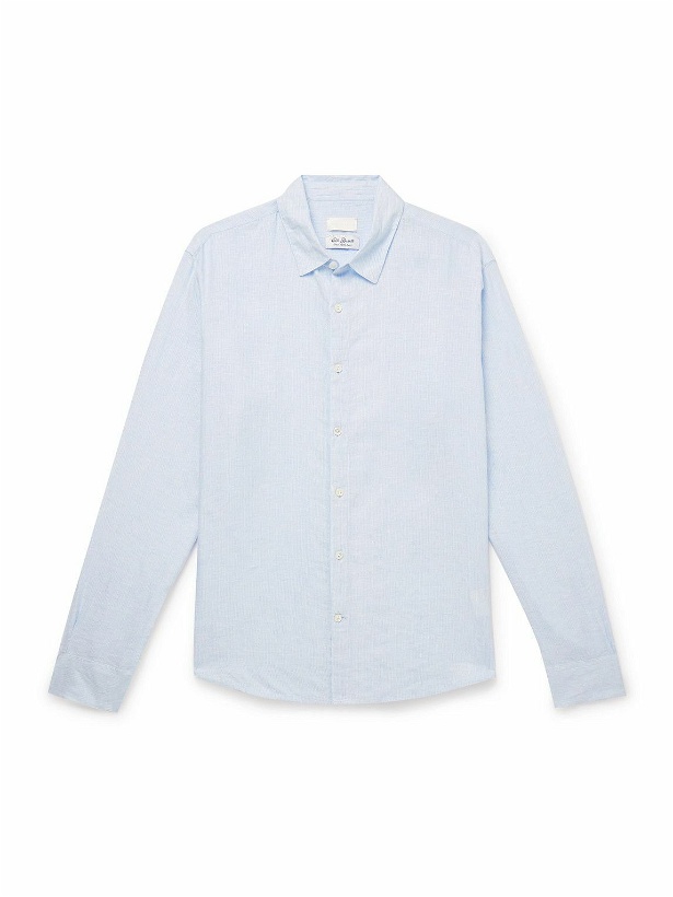 Photo: Club Monaco - Luxe Pinstriped Linen Shirt - Blue