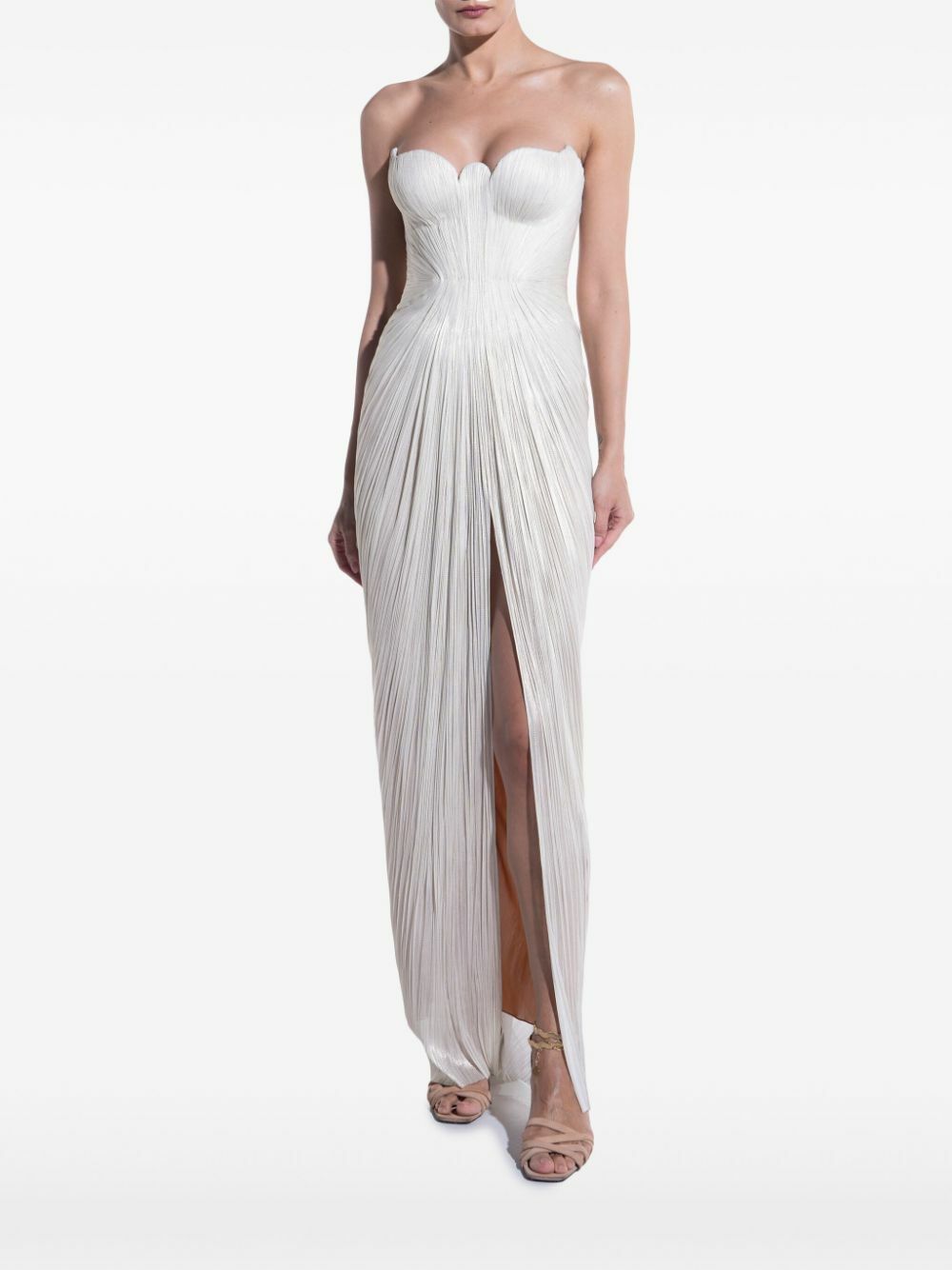 Maria Lucia Hohan White Jasleen Pleated Gown