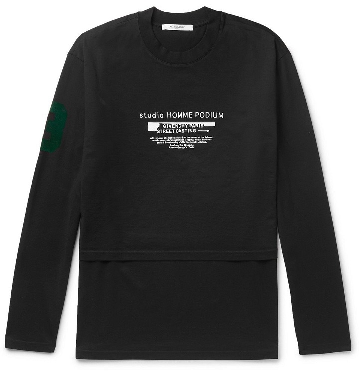 Photo: Givenchy - Logo-Print Layered Cotton-Jersey T-Shirt - Black