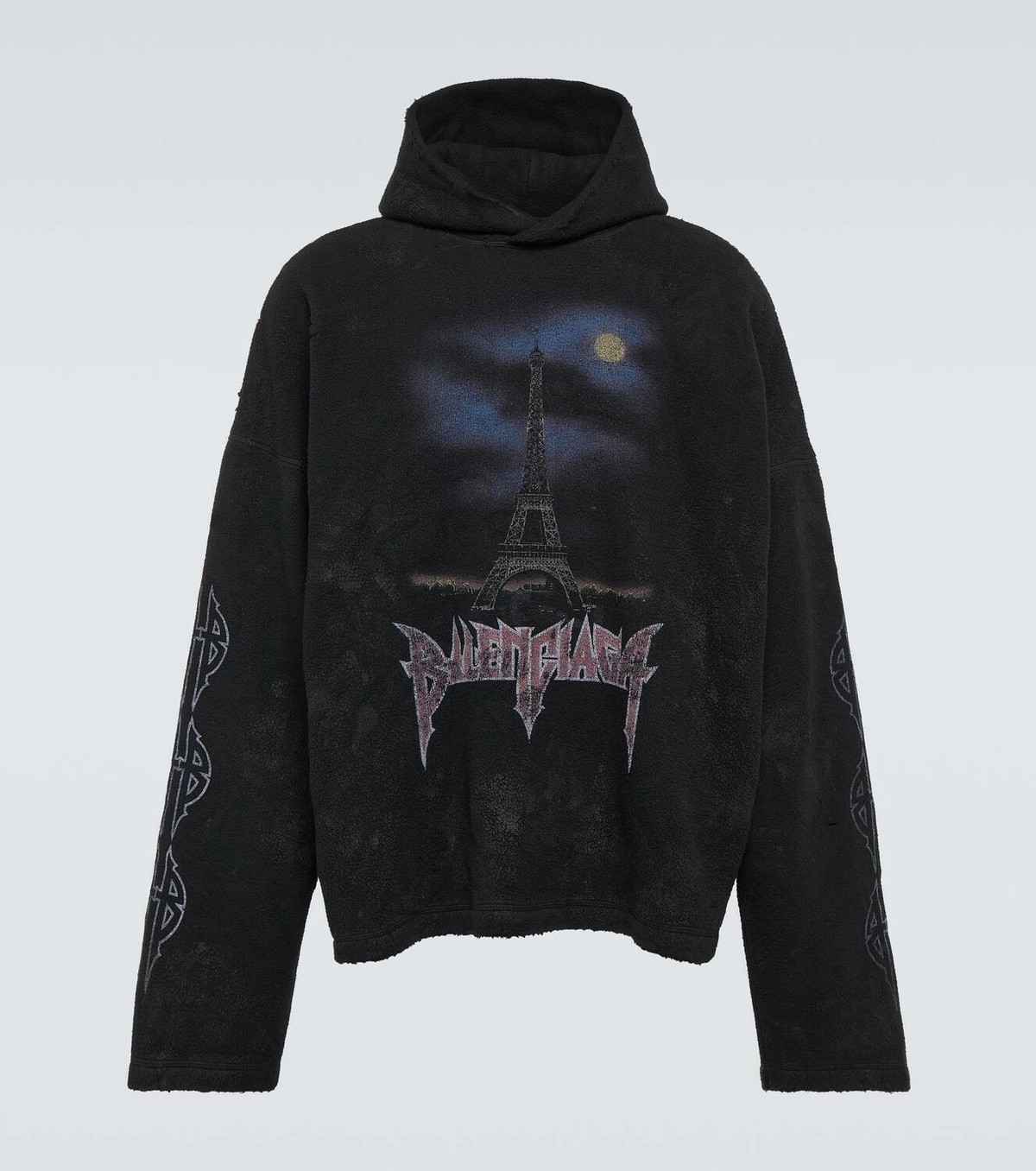パーカー・フーディ Balenciaga Black Hoodie With Fixed Hood Balenciaga Mens Black Sweatshirt with Hood and BB Logo Print