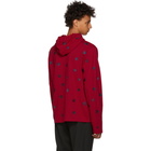 McQ Alexander McQueen Red and Navy Cutup Coverlock Hoodie