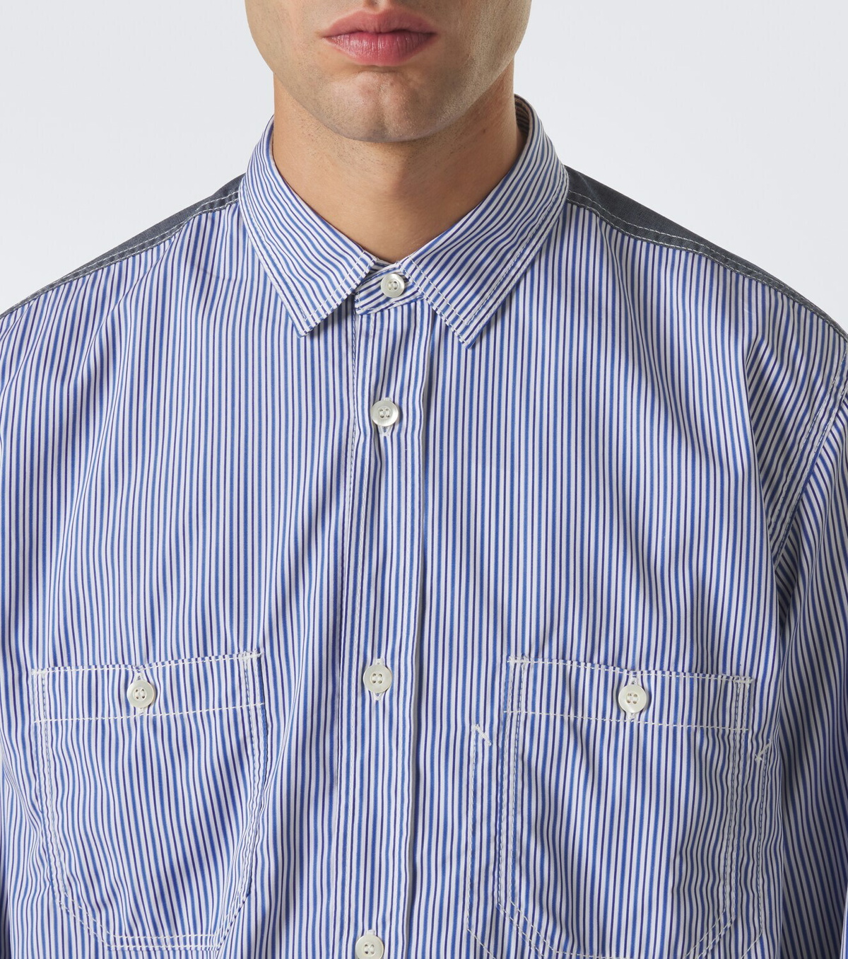 Junya Watanabe Paneled striped cotton shirt