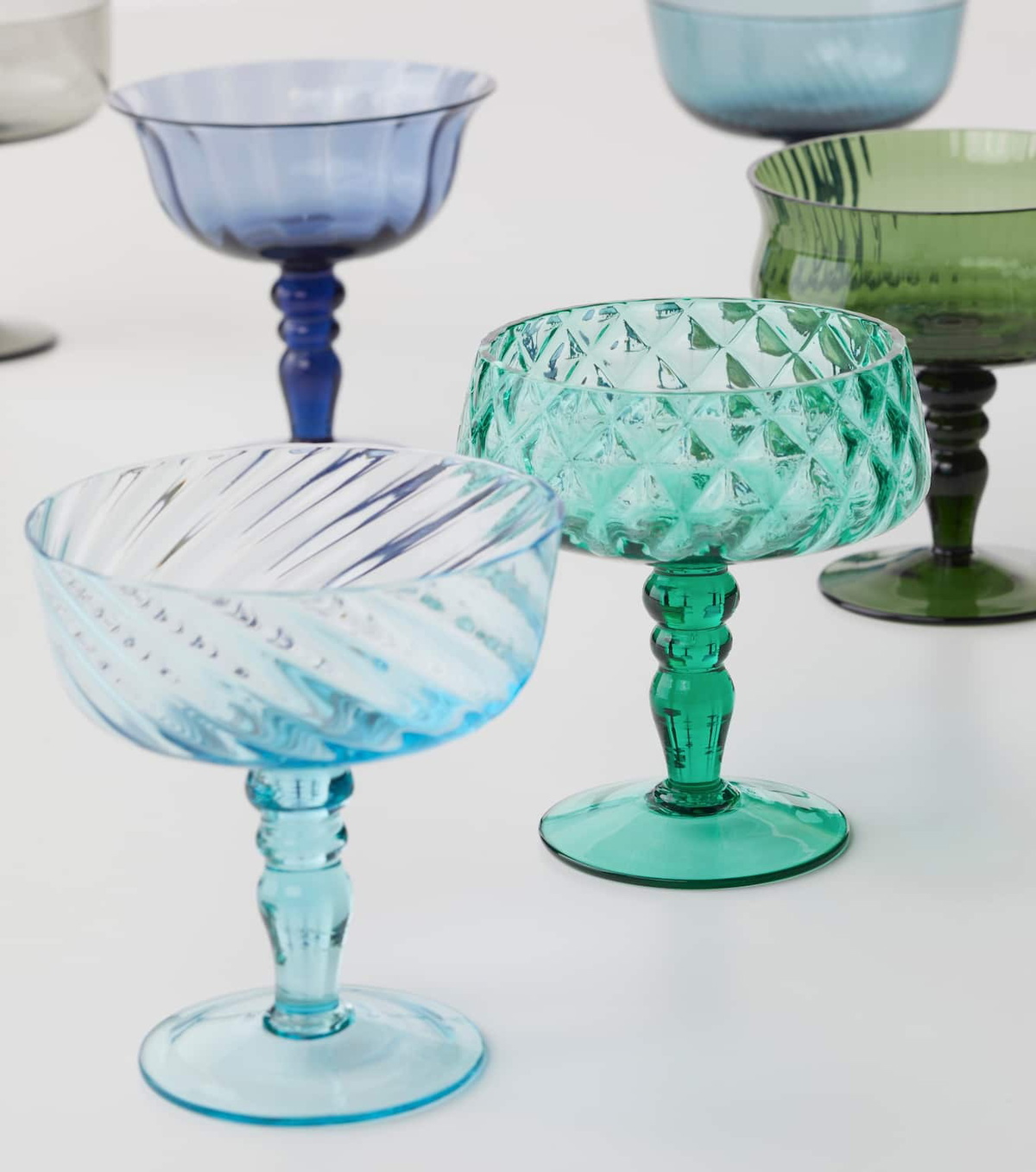 Bitossi Diseguale set of 6 champagne coupe glasses