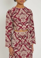 Farm Rio Jacquard Woven Crop top Red