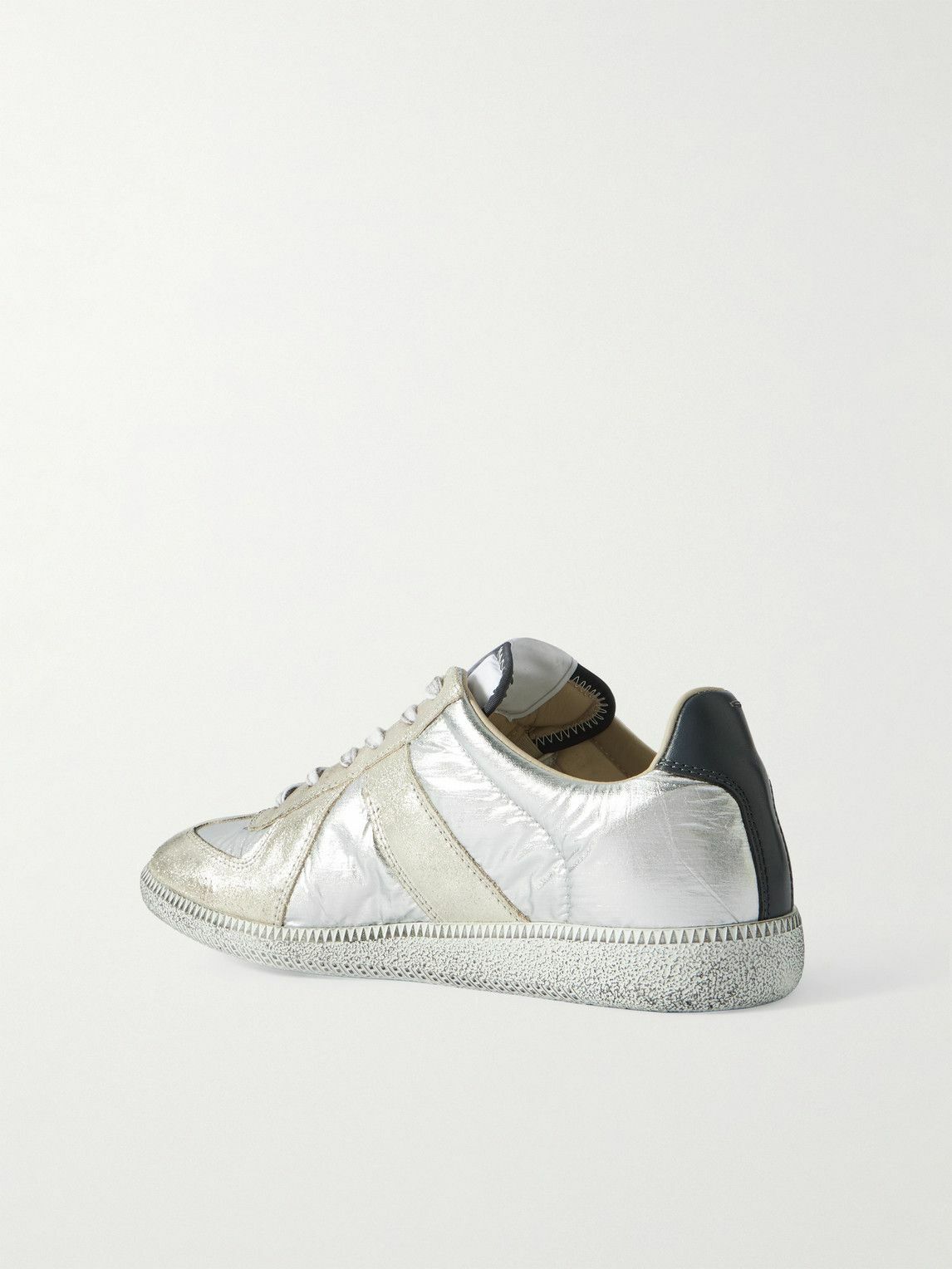 Maison Margiela - Replica Leather-Trimmed Shell Sneakers - Silver