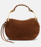 McQueen Wishbone Mini suede top-handle bag