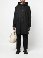 Jil Sander Black Logo Print Hooded Parka Coat
