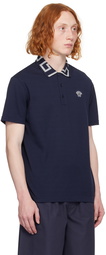 Versace Navy Greca Polo