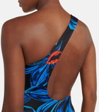 Louisa Ballou - Plunge printed one-shoulder swimsuit
