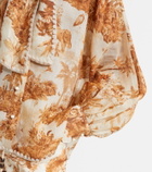 Zimmermann Indra printed tie-neck ramie blouse