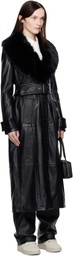 Stand Studio Black Lilah Faux-Leather Coat