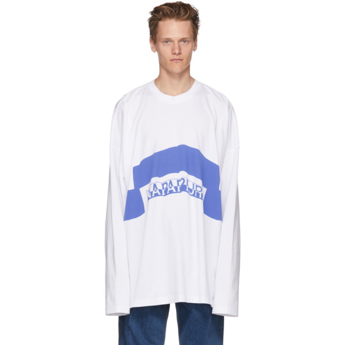 Photo: NAPA by Martine Rose White and Blue Long Sleeve Siri T-Shirt