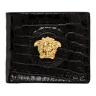 Versace Black Croc Medusa Palazzo Wallet