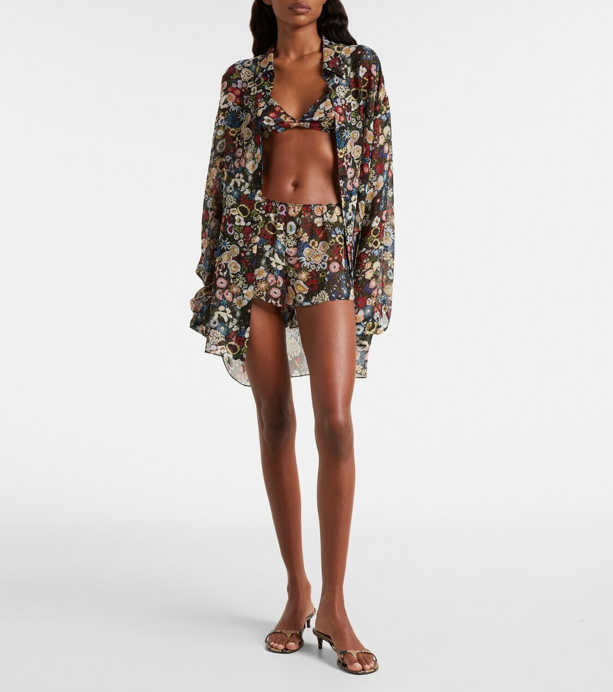 Khaite Tilly floral silk pajama shorts