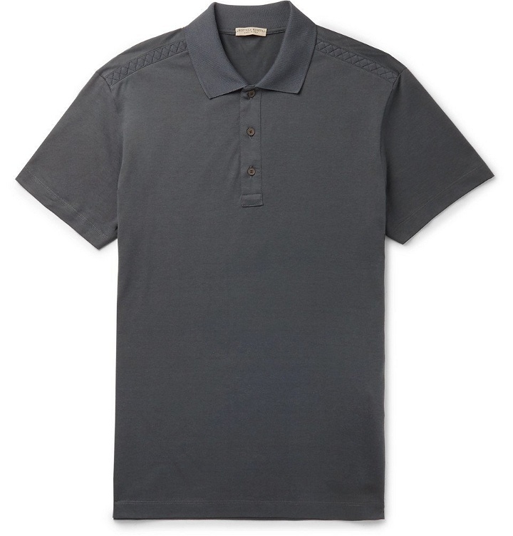 Photo: Bottega Veneta - Cotton-Jersey Polo Shirt - Men - Gray