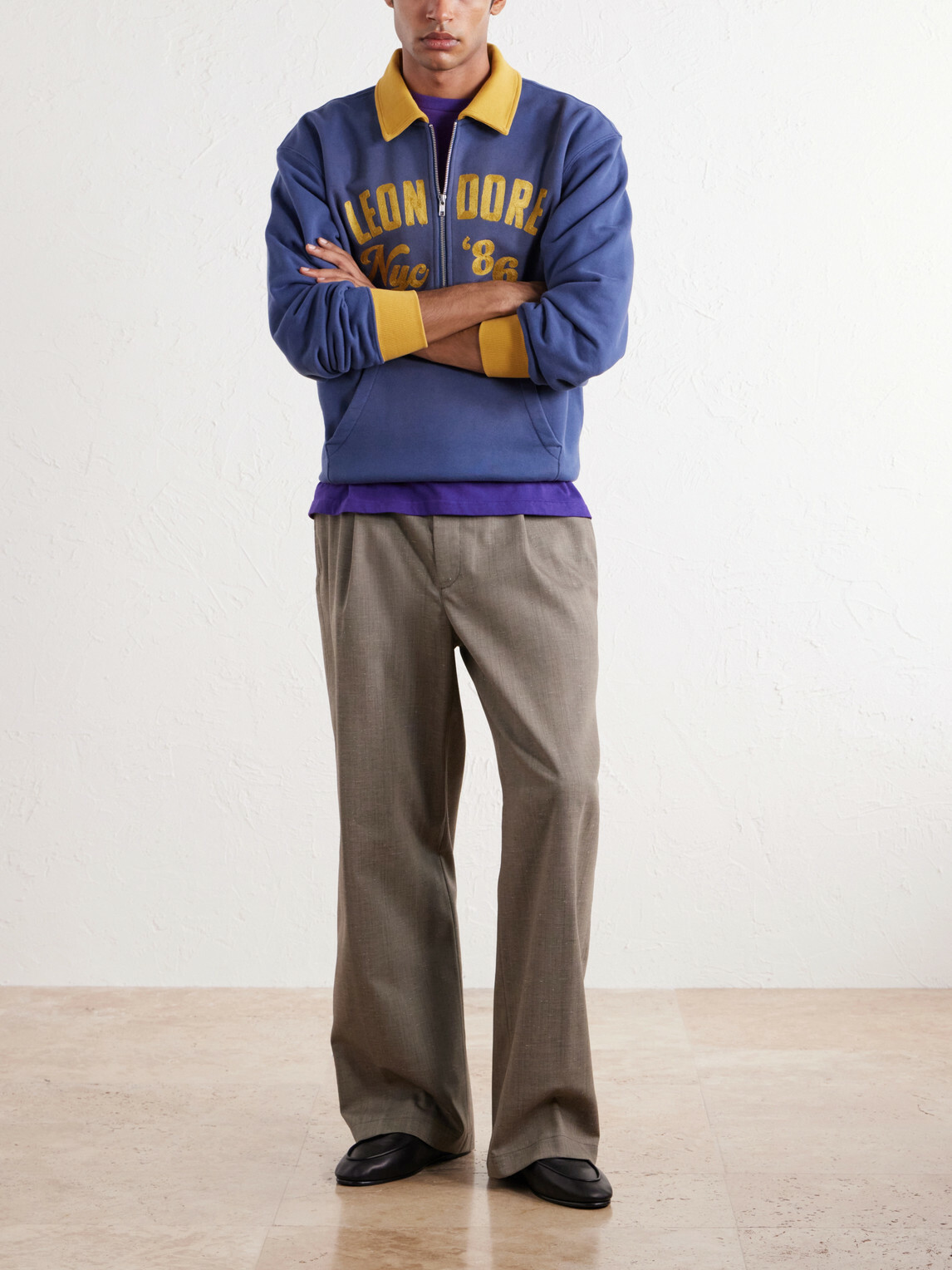 Aimé Leon Dore - Tour Logo-Embroidered Cotton-Jersey Half-Zip Sweater - Blue