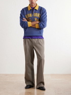 Aimé Leon Dore - Tour Logo-Embroidered Cotton-Jersey Half-Zip Sweater - Blue